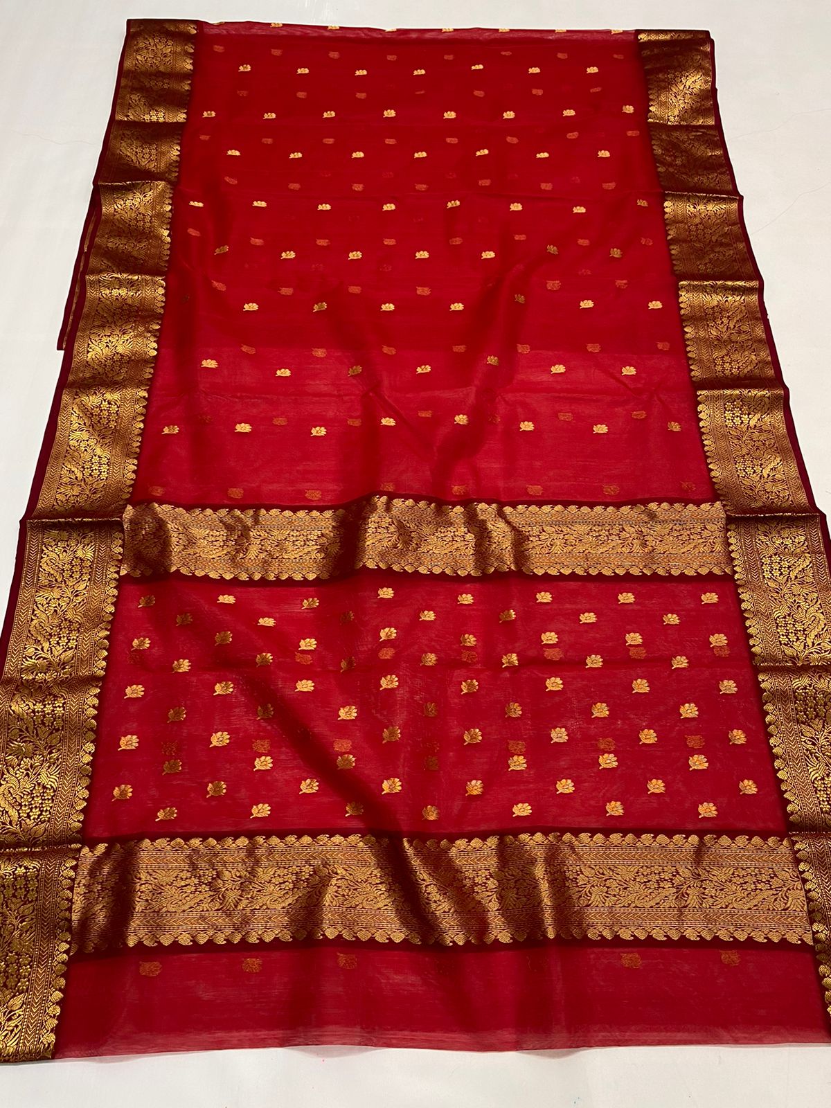 Handwoven Sangria Color Organza Chanderi Katan Silk Saree - Authentic Chanderi silk sarees Chanderi Saree