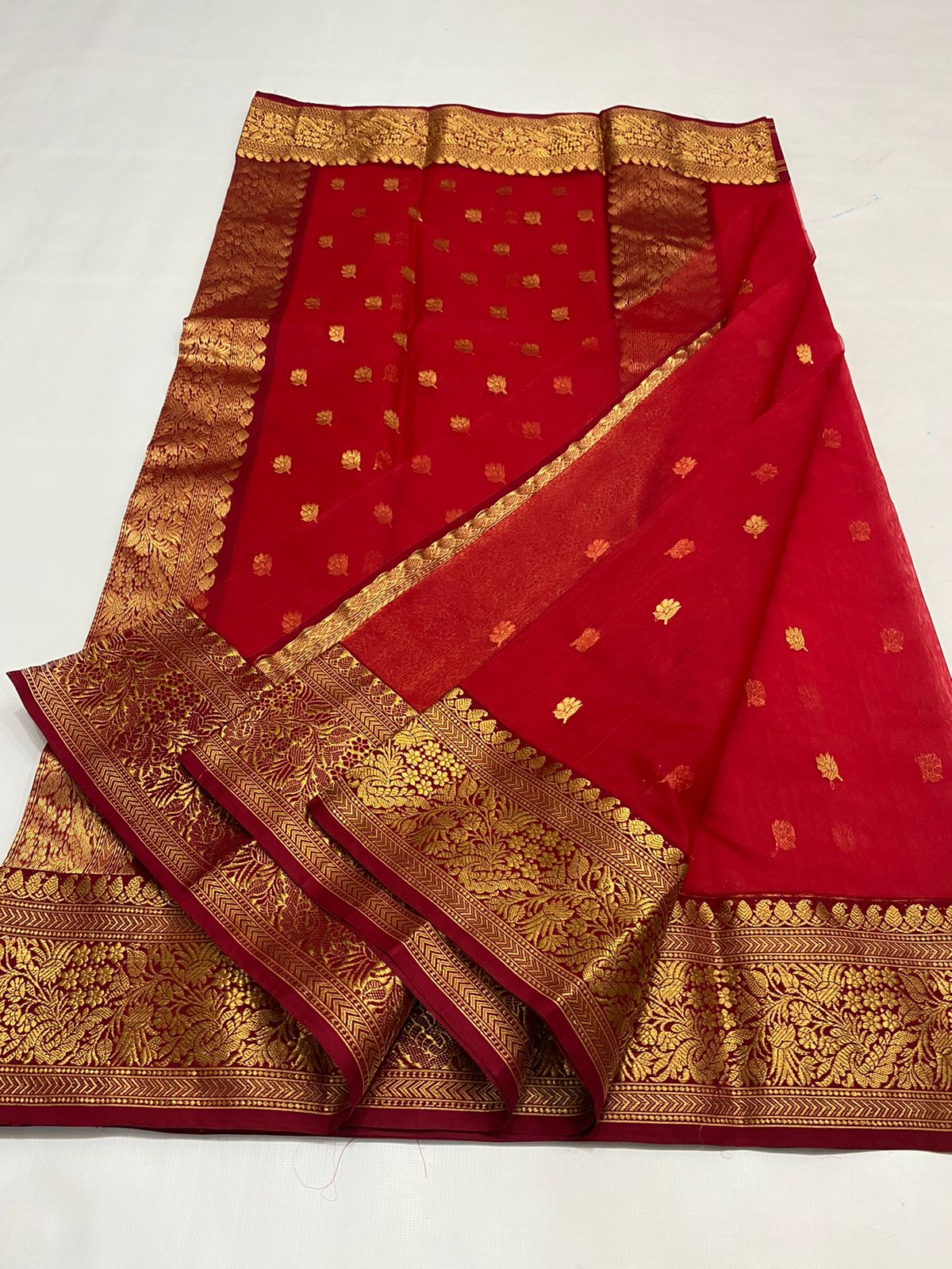 Handwoven Sangria Color Organza Chanderi Katan Silk Saree - Authentic Chanderi silk sarees Chanderi Saree - View 3