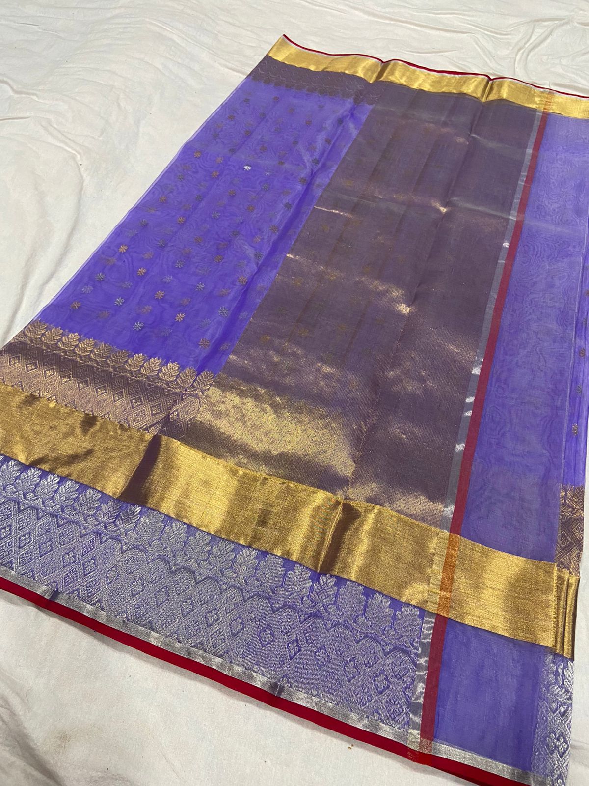 Handwoven Scampi Color Organza Chanderi Katan Silk Saree - Authentic Chanderi silk sarees Chanderi Saree - View 2
