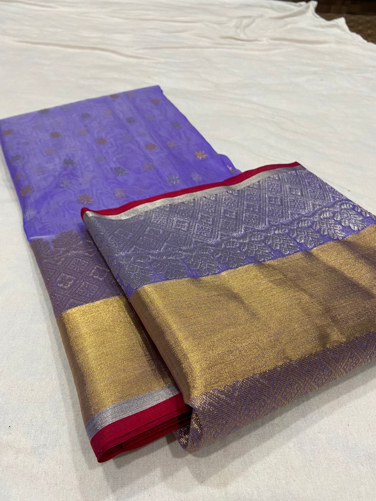 Handwoven Scampi Color Organza Chanderi Katan Silk Saree - Authentic Chanderi silk sarees Chanderi Saree - View 3