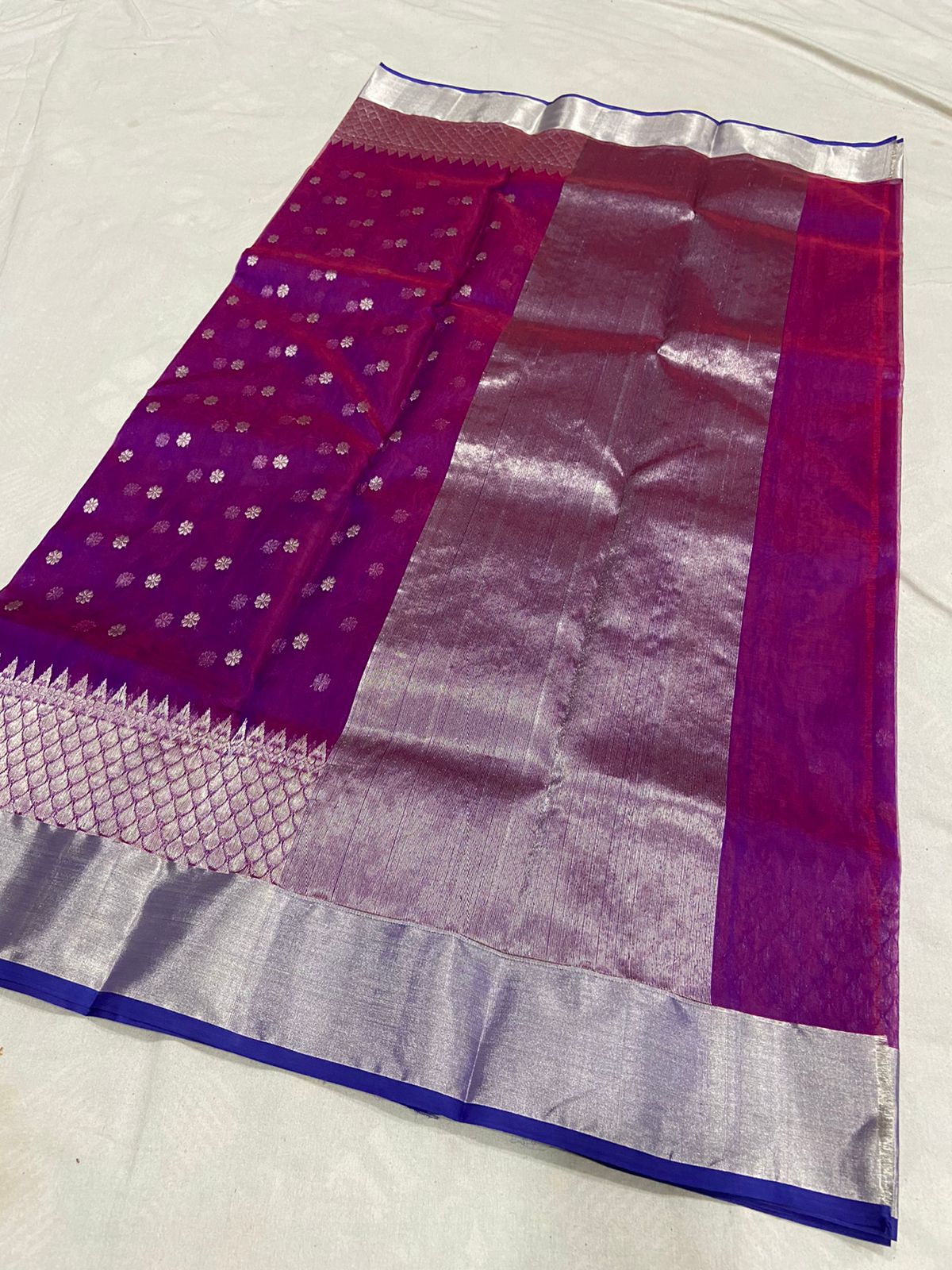 Handwoven Seance Color Organza Chanderi Katan Silk Saree - Authentic Chanderi silk sarees Chanderi Saree - View 2