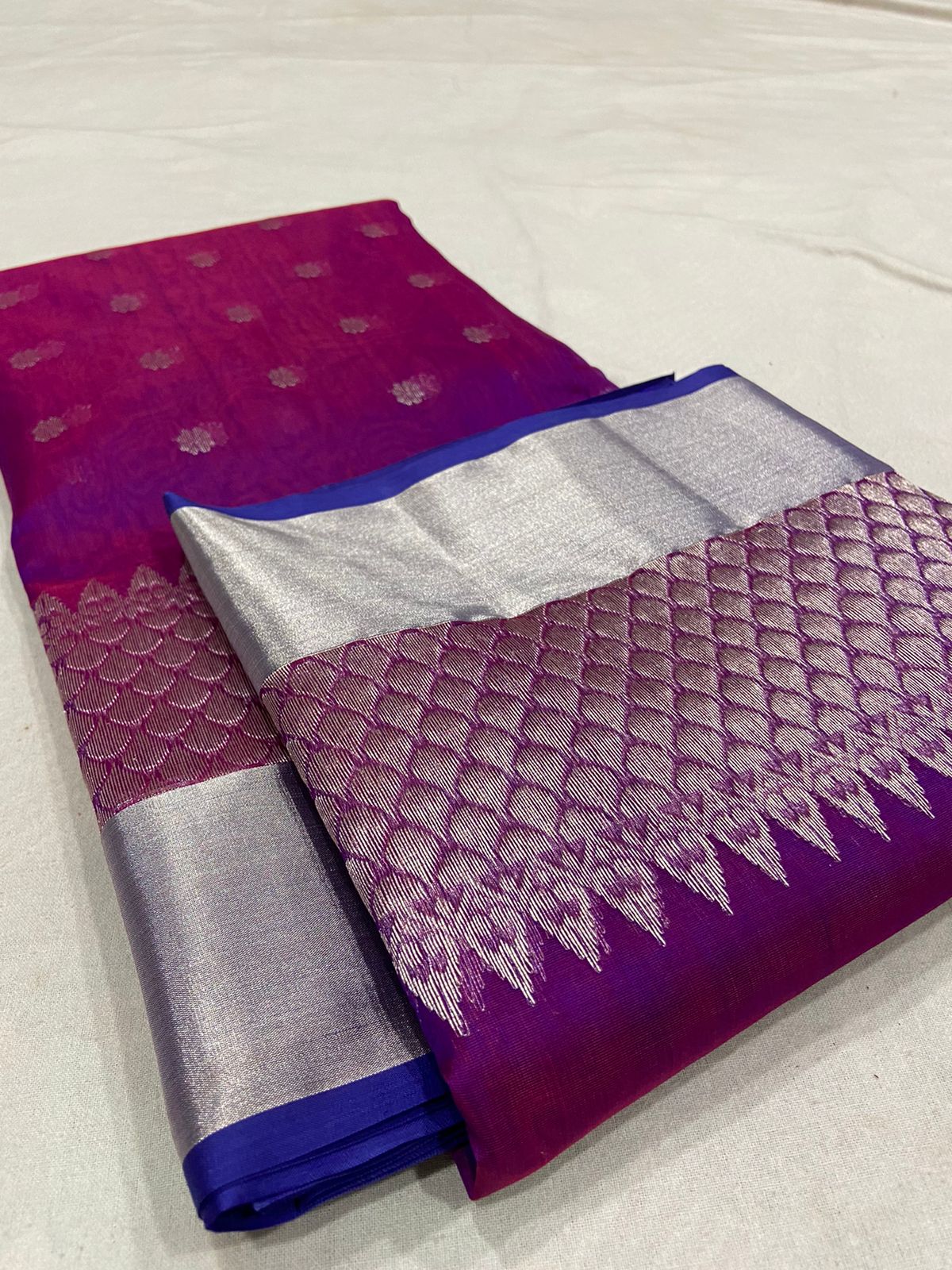 Handwoven Seance Color Organza Chanderi Katan Silk Saree - Authentic Chanderi silk sarees Chanderi Saree - View 3