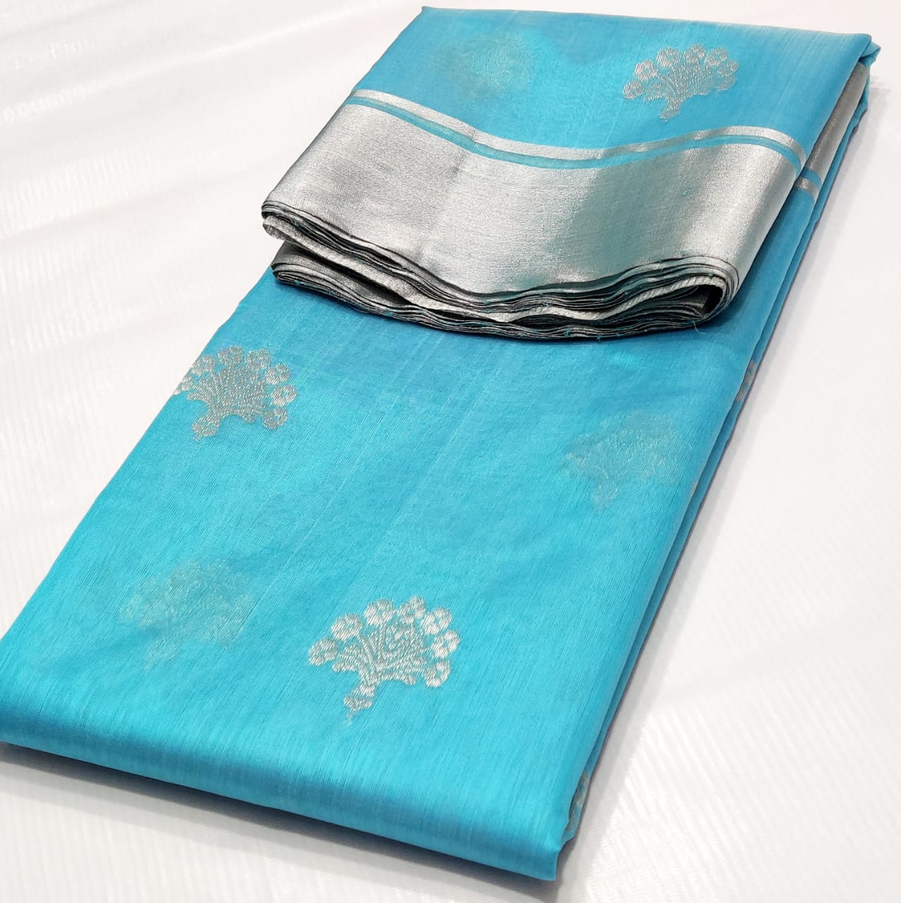 Handwoven Shakespeare Color Chanderi Pattu Silk Saree - Authentic Chanderi silk sarees Chanderi Saree - View 3
