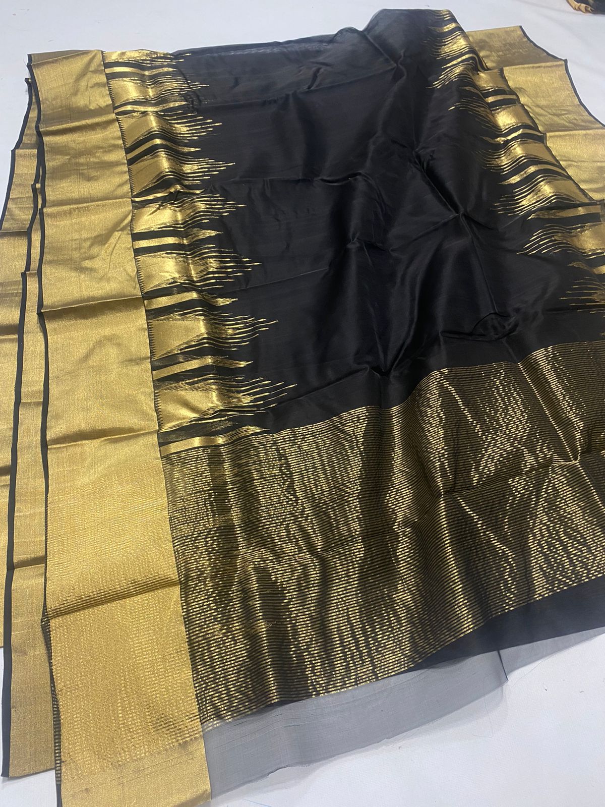 Handwoven Shark Color Organza Chanderi Katan Silk Saree - Authentic Chanderi silk sarees Chanderi Saree