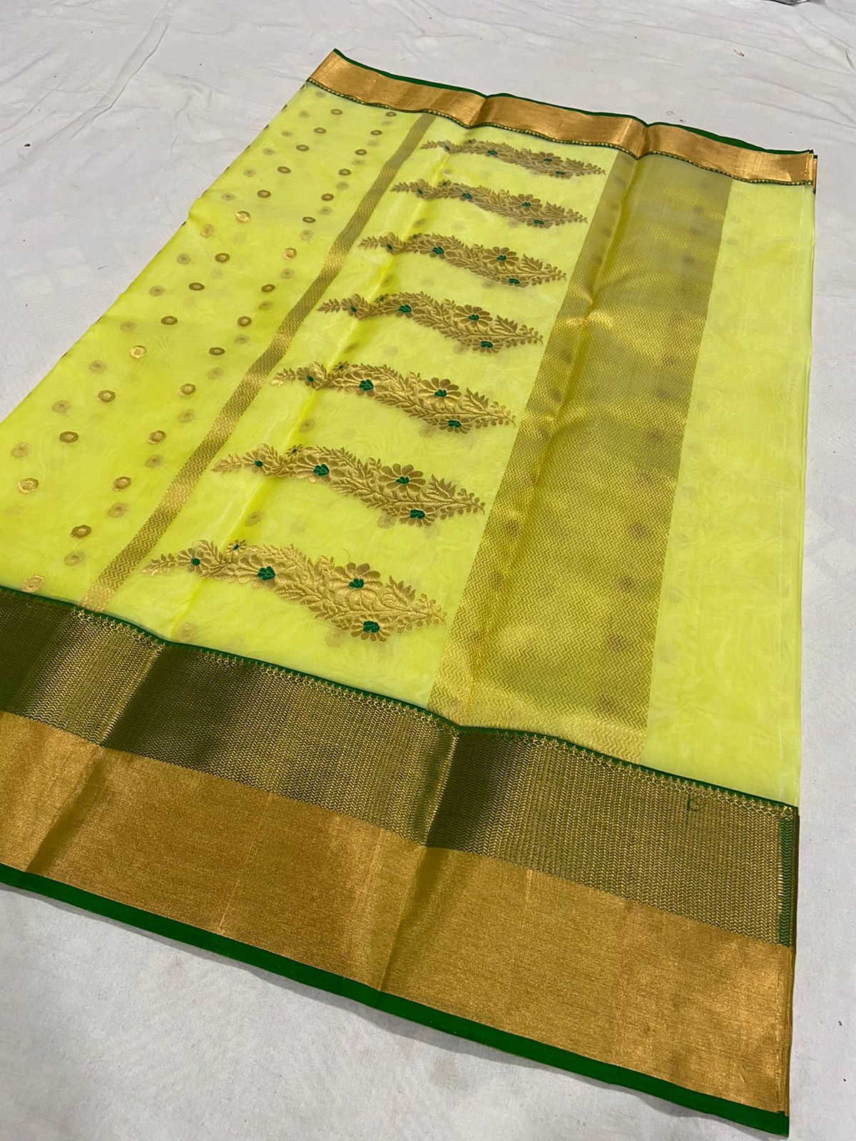 Handwoven Tacha Color Organza Chanderi Katan Silk Saree - Authentic Chanderi silk sarees Chanderi Saree - View 1