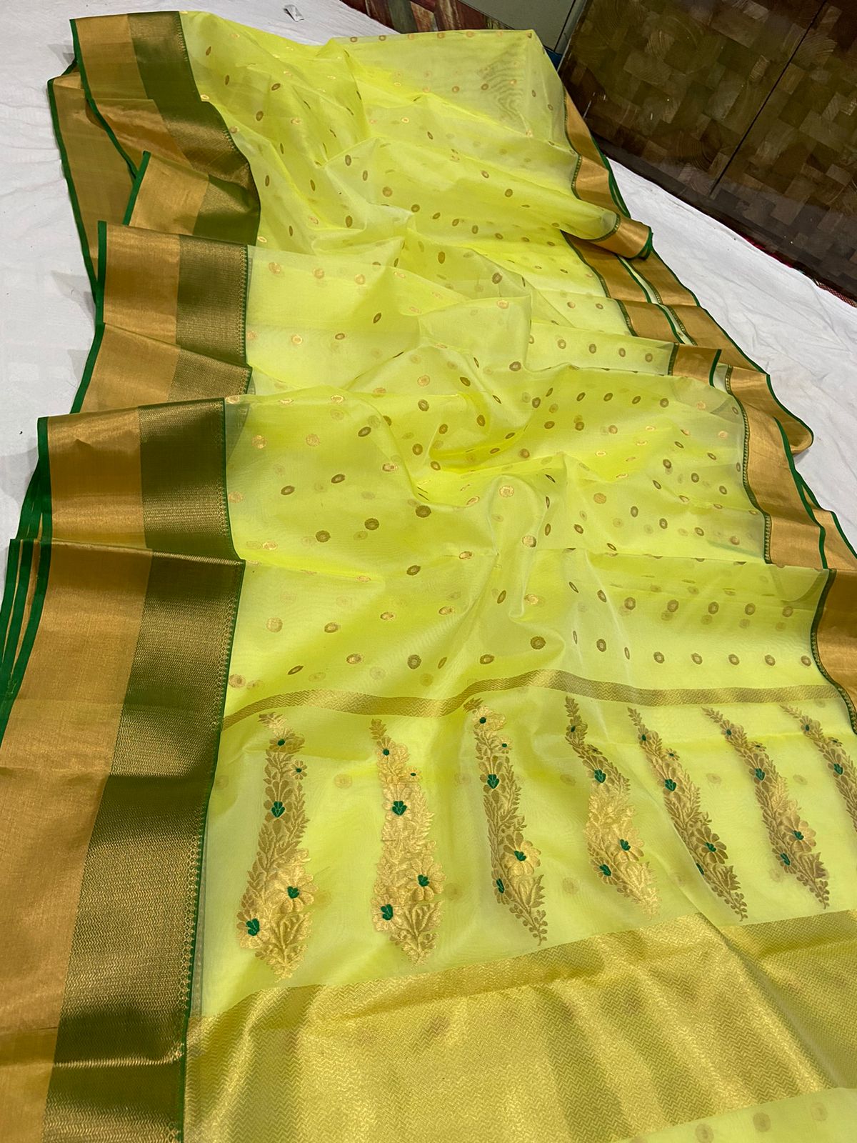 Handwoven Tacha Color Organza Chanderi Katan Silk Saree - Authentic Chanderi silk sarees Chanderi Saree - View 2