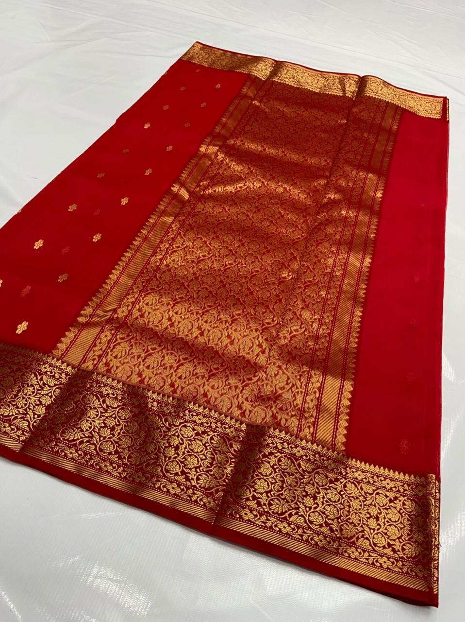 Handwoven Tamarillo Color Organza Chanderi Katan Silk Saree - Authentic Chanderi silk sarees Chanderi Saree - View 2