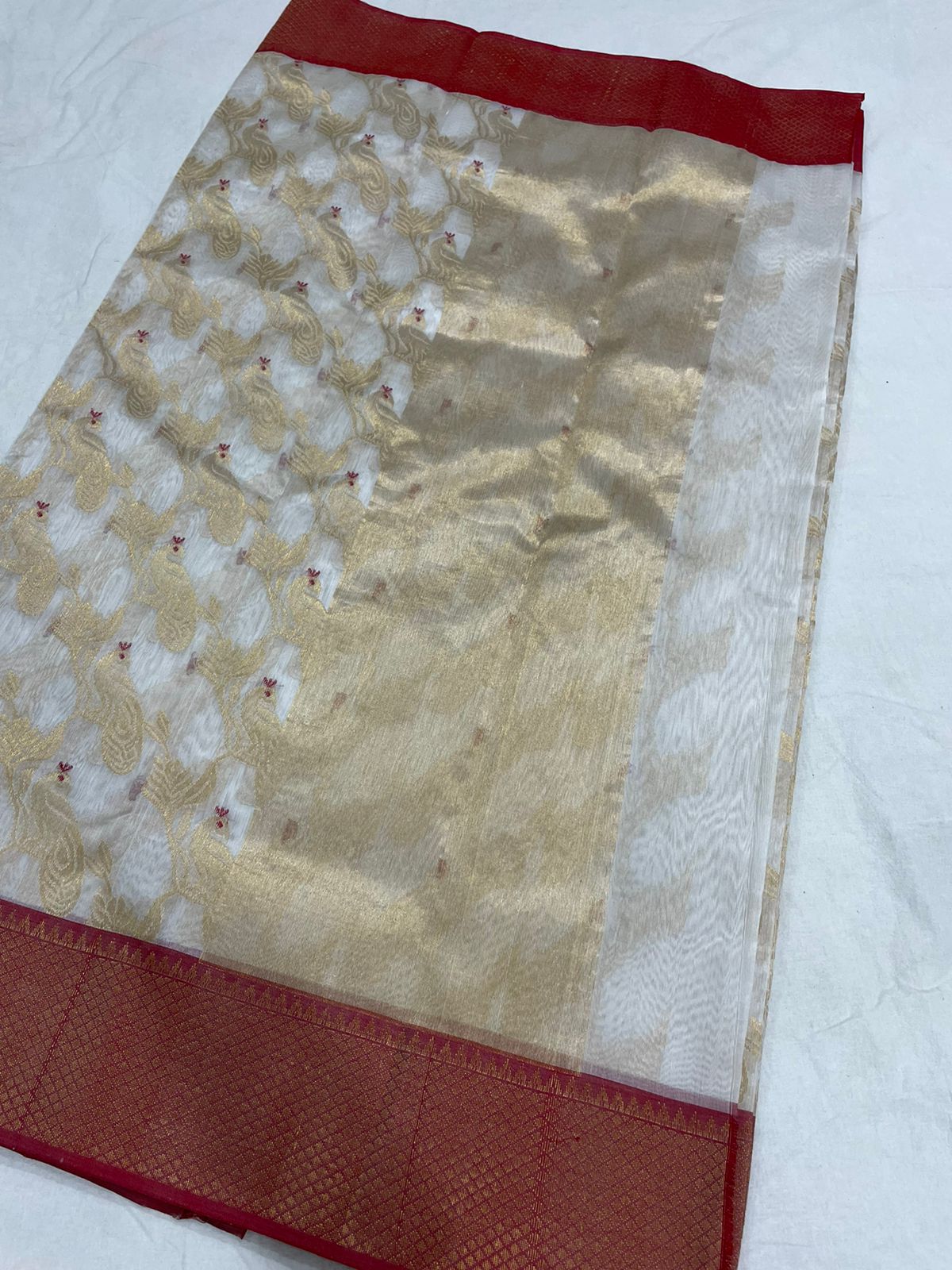 Handwoven Tiara Color Chanderi Pattu Silk Saree - Authentic Chanderi silk sarees Chanderi Saree - View 2