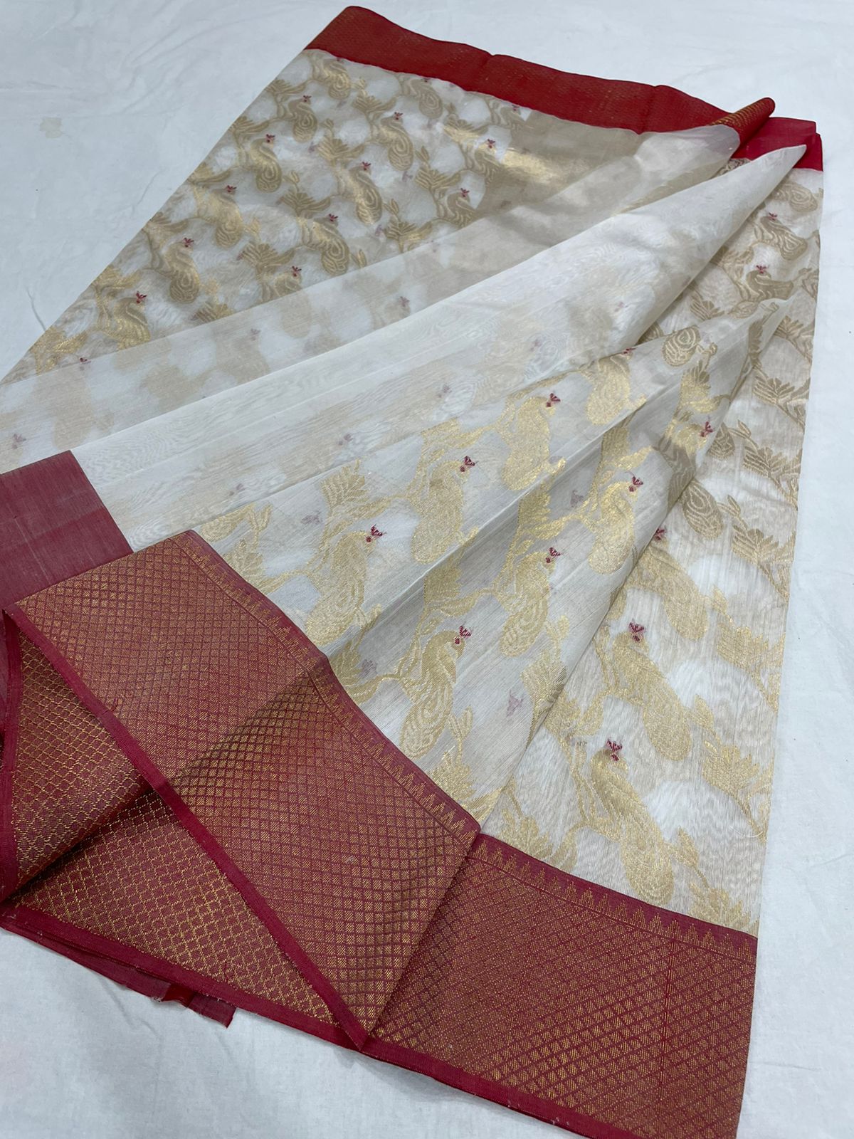 Handwoven Tiara Color Chanderi Pattu Silk Saree - Authentic Chanderi silk sarees Chanderi Saree - View 3