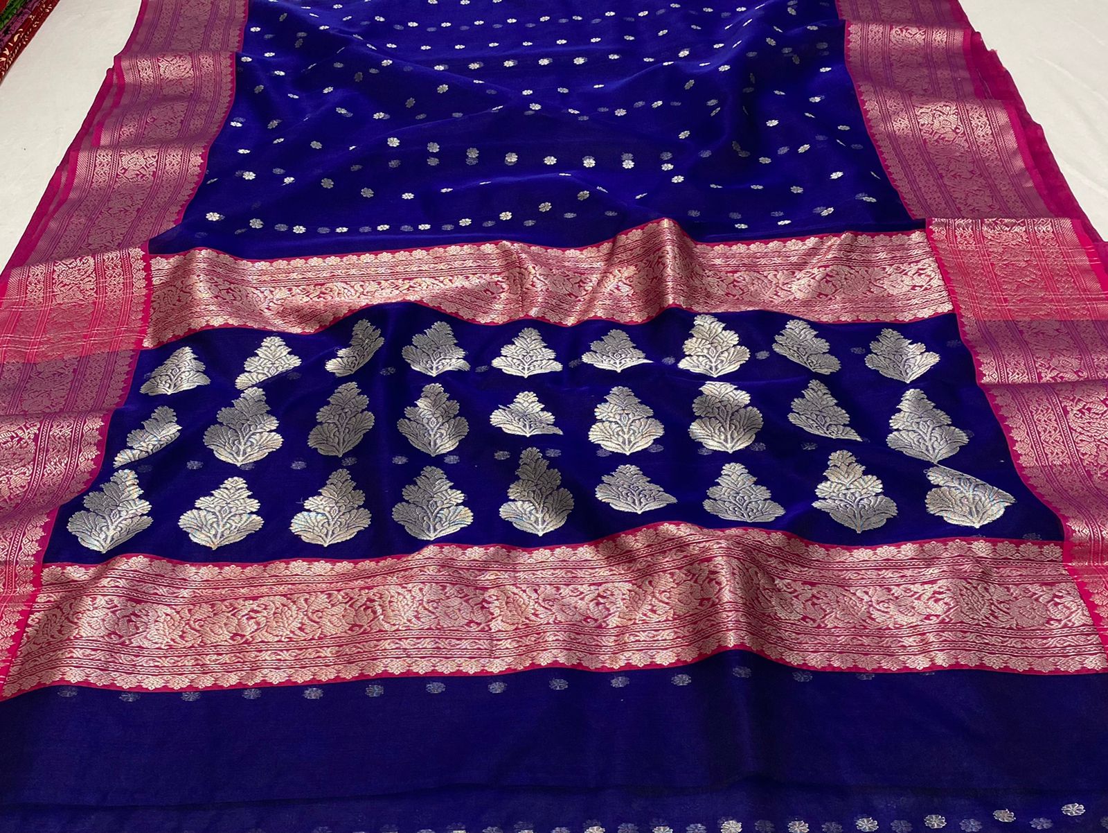 Handwoven Tolopea Color Organza Chanderi Katan Silk Saree - Authentic Chanderi silk sarees Chanderi Saree - View 2