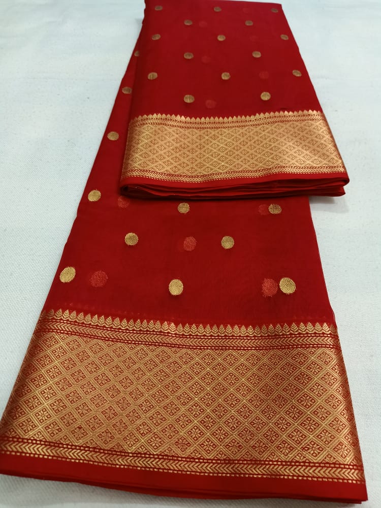 Handwoven Totem Pole Color Organza Chanderi Katan Silk Saree - Authentic Chanderi silk sarees Chanderi Saree - View 3