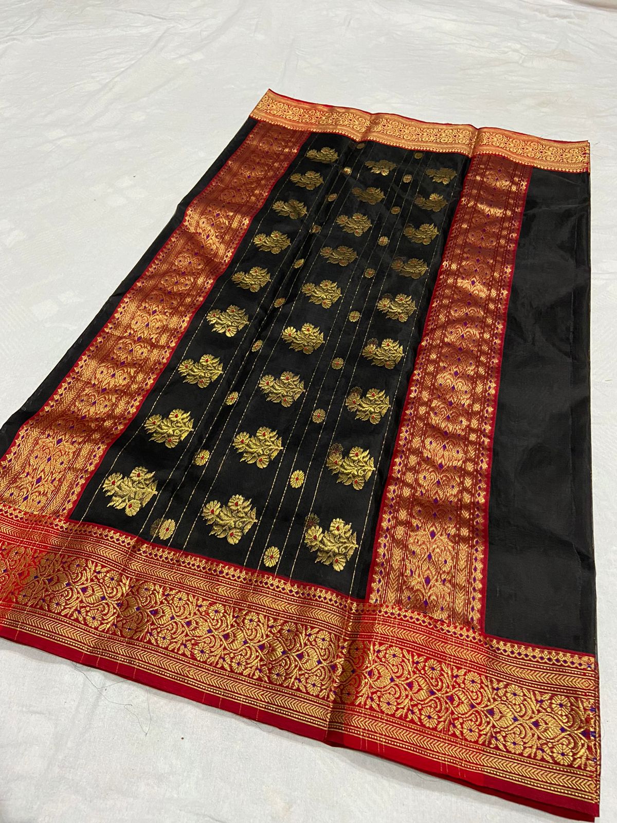 Handwoven Tuatara Color Organza Chanderi Katan Silk Saree - Authentic Chanderi silk sarees Chanderi Saree - View 1