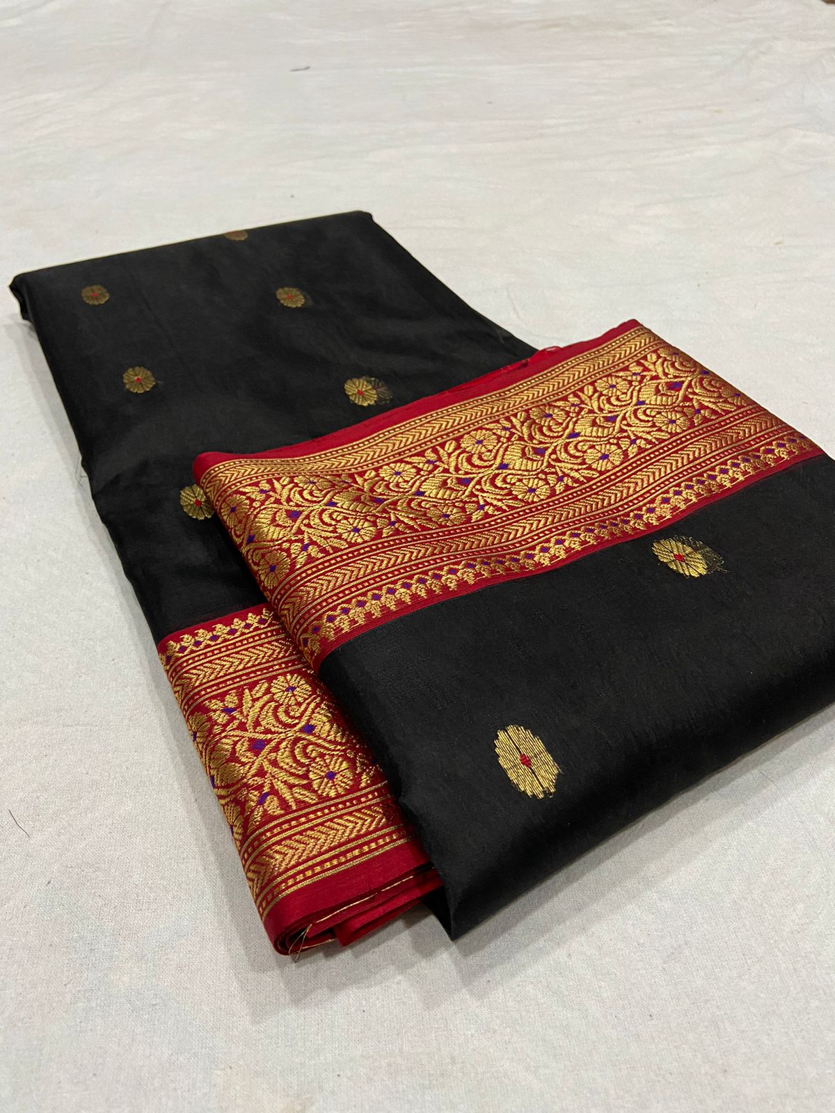 Handwoven Tuatara Color Organza Chanderi Katan Silk Saree - Authentic Chanderi silk sarees Chanderi Saree - View 3