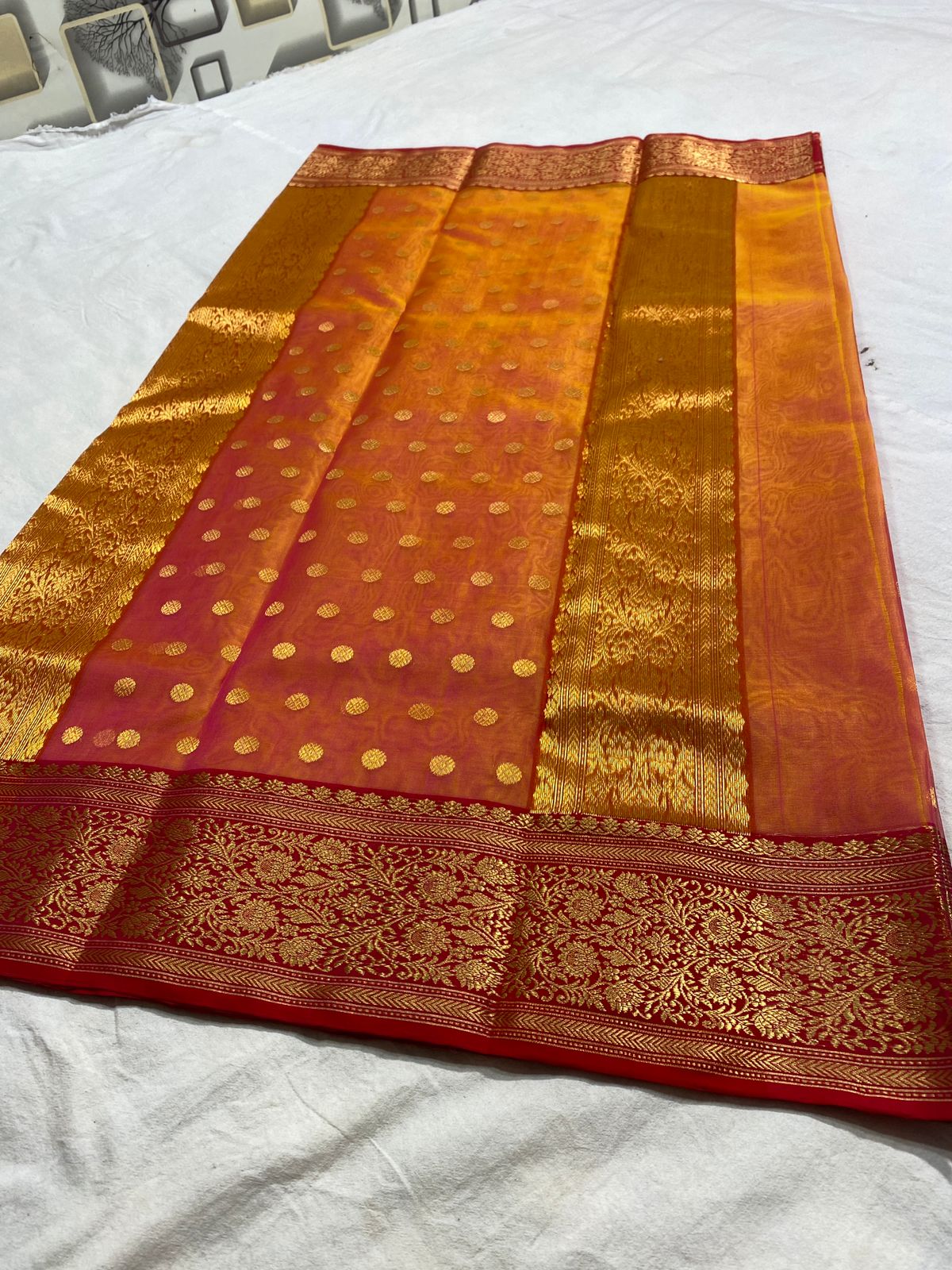 Handwoven Tuscany Color Organza Chanderi Katan Silk Saree - Authentic Chanderi silk sarees Chanderi Saree - View 2