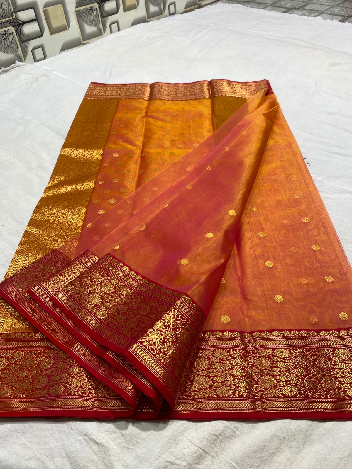 Handwoven Tuscany Color Organza Chanderi Katan Silk Saree - Authentic Chanderi silk sarees Chanderi Saree - View 3
