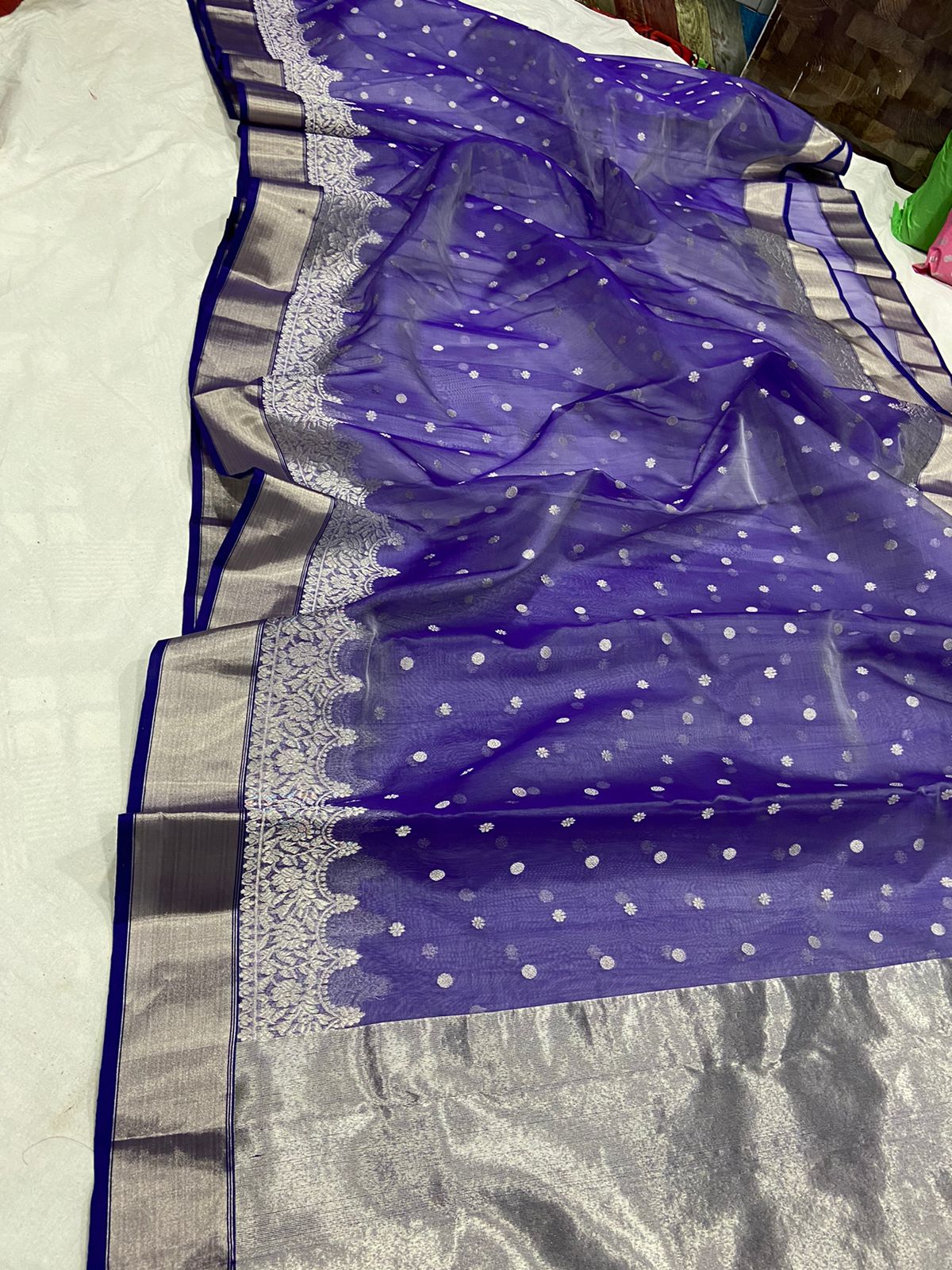 Handwoven Victoria Color Organza Chanderi Katan Silk Saree - Authentic Chanderi silk sarees Chanderi Saree - View 1