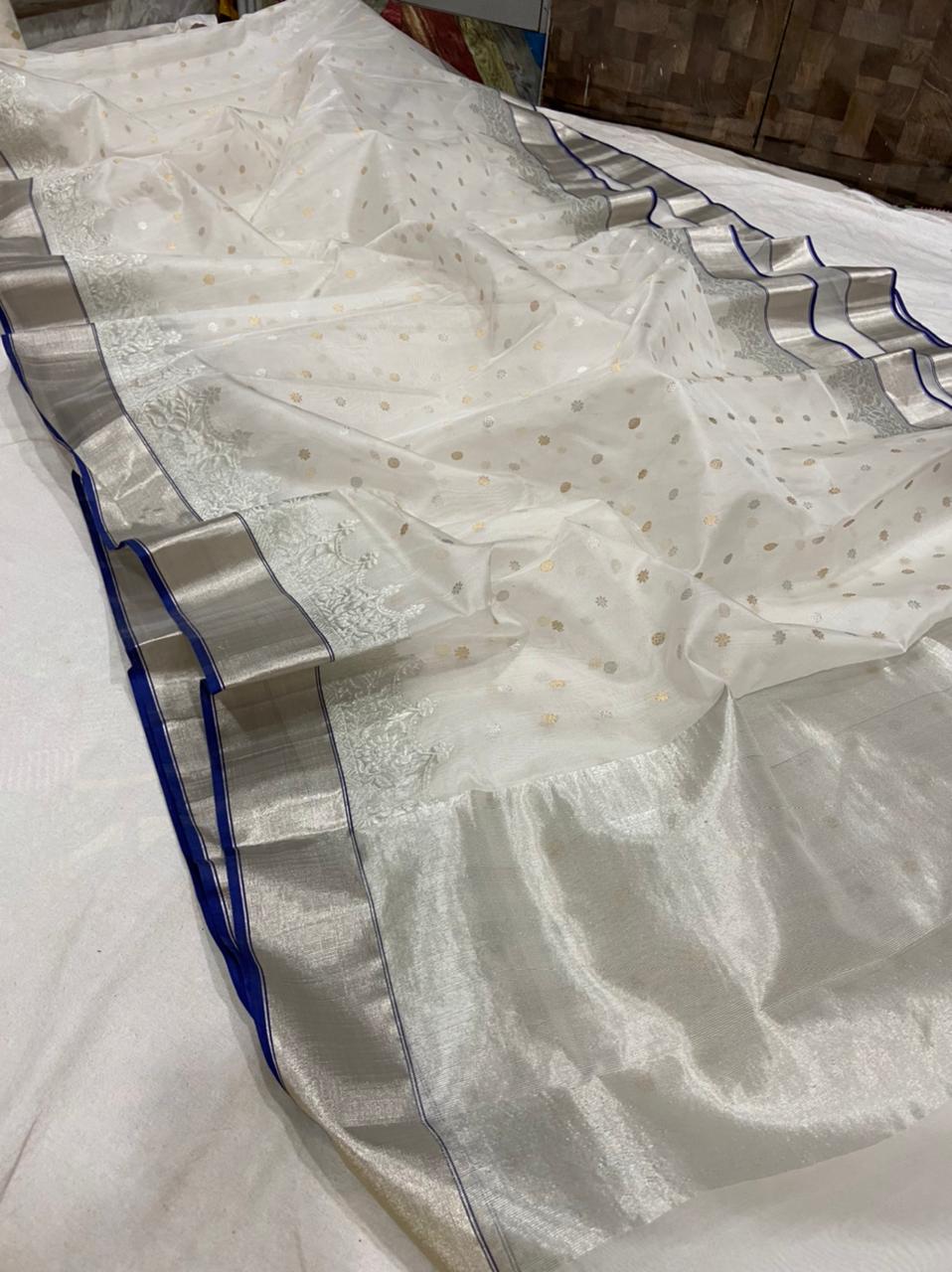 Handwoven Westar Color Organza Chanderi Katan Silk Saree - Authentic Chanderi silk sarees Chanderi Saree