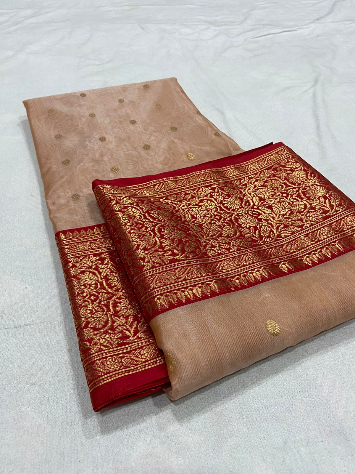 Handwoven Whiskey Color Organza Chanderi Katan Silk Saree - Authentic Chanderi silk sarees Chanderi Saree - View 3