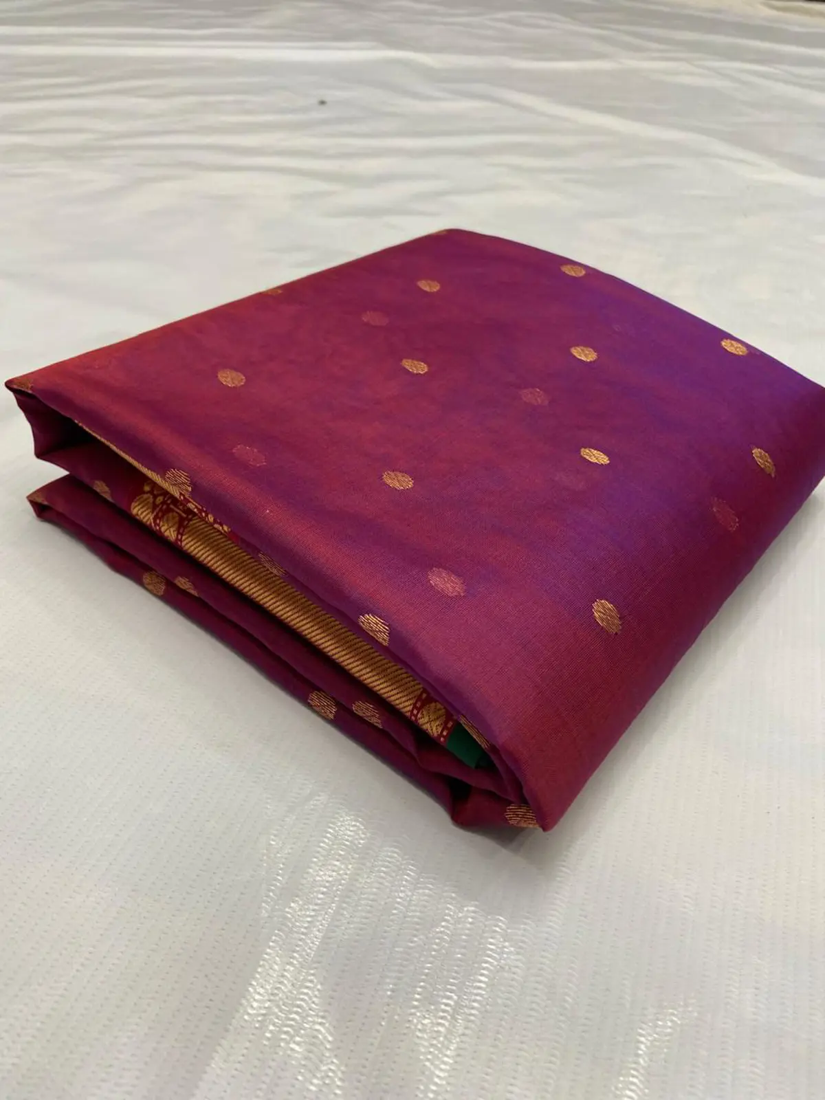 Handwoven Amethyst Purple Amethyst Radiance with Antique Gold Zari Kataan Silk - Authentic Chanderi Silk Saree Chanderi Saree - View 3
