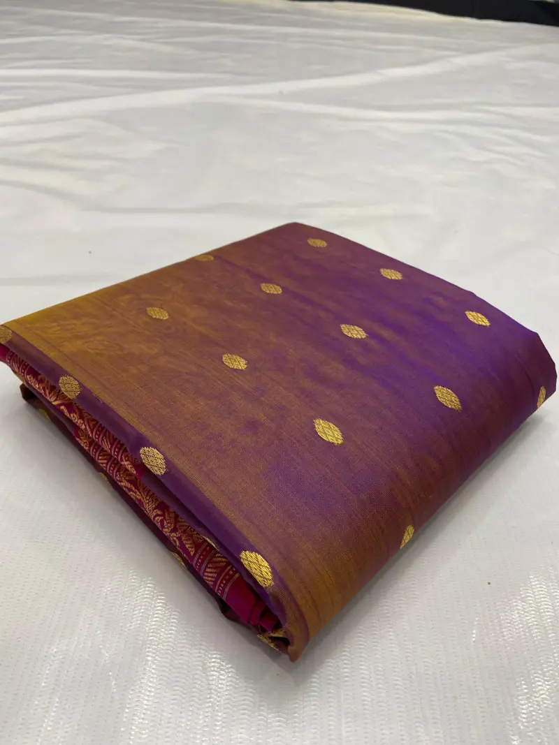 Amethyst Radiance with Golden Booti Kataan Silk