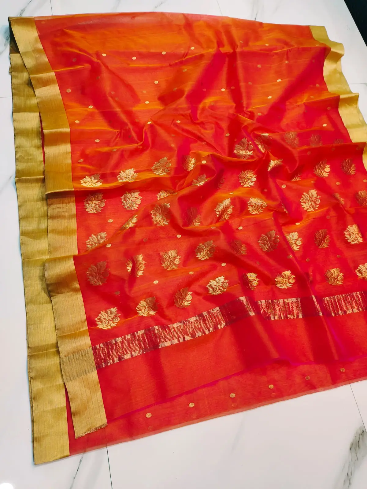 Handwoven Royal Elegance Chanderi Silk Saree - Authentic Chanderi Silk Saree Chanderi Saree - View 3