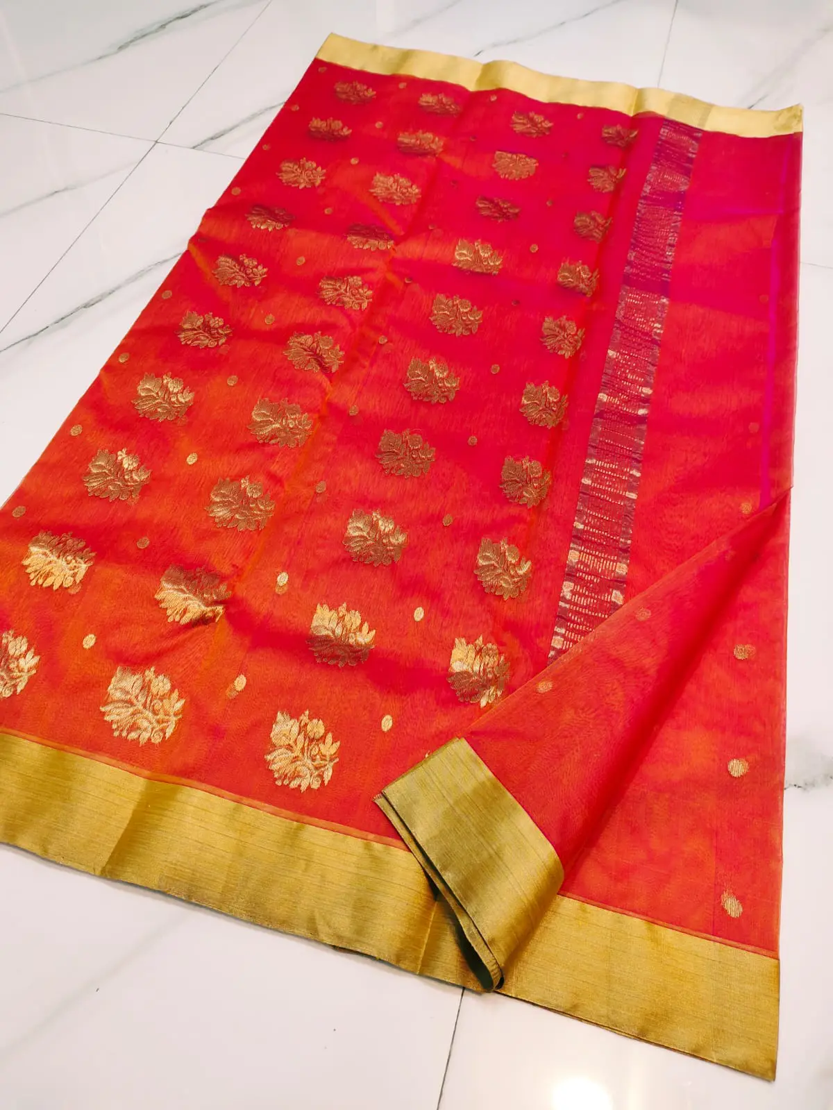 Handwoven Royal Elegance Chanderi Silk Saree - Authentic Chanderi Silk Saree Chanderi Saree - View 5
