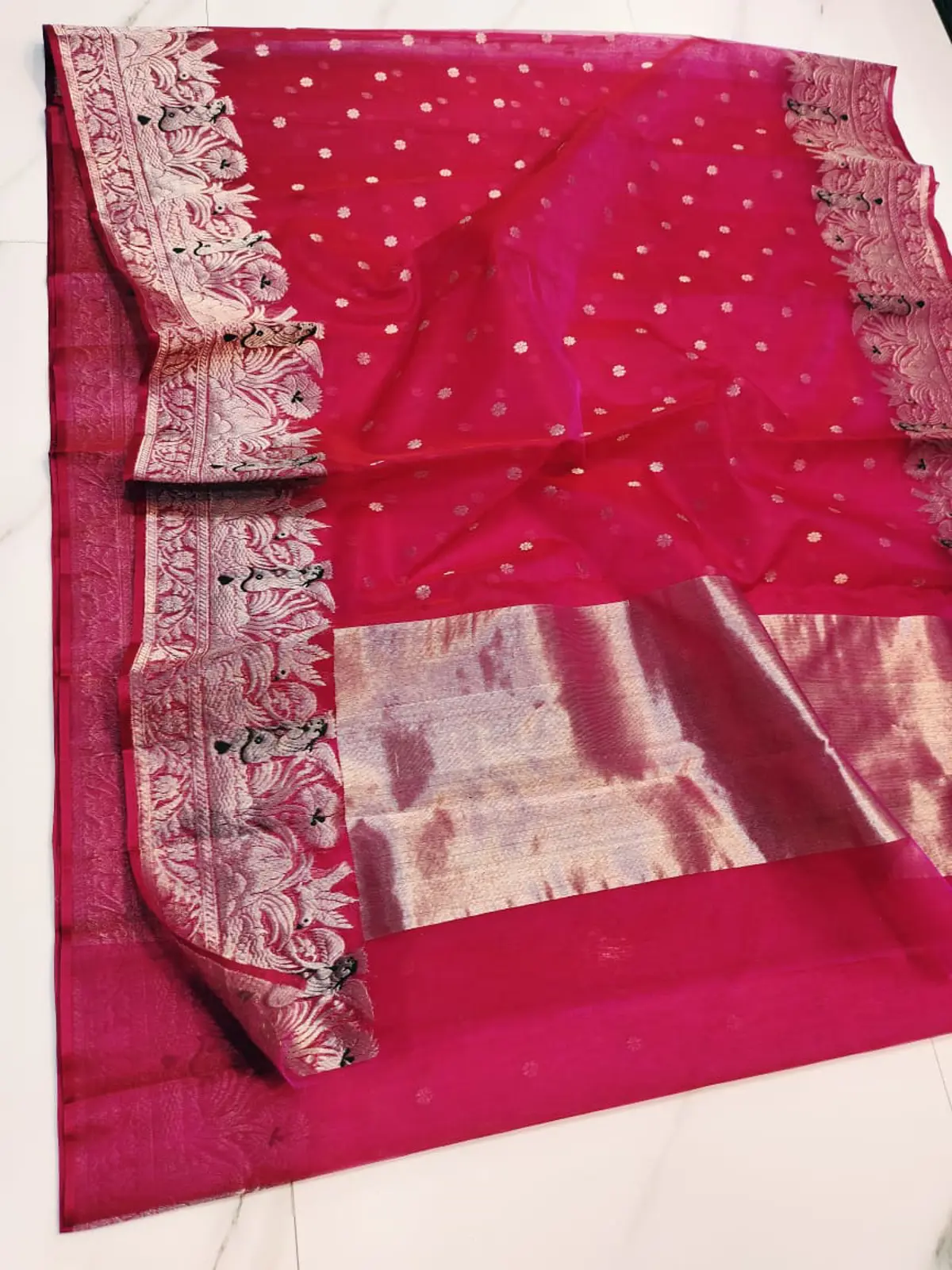 Handwoven Royal Elegance Chanderi Silk Saree - Authentic Chanderi Silk Saree Chanderi Saree - View 3