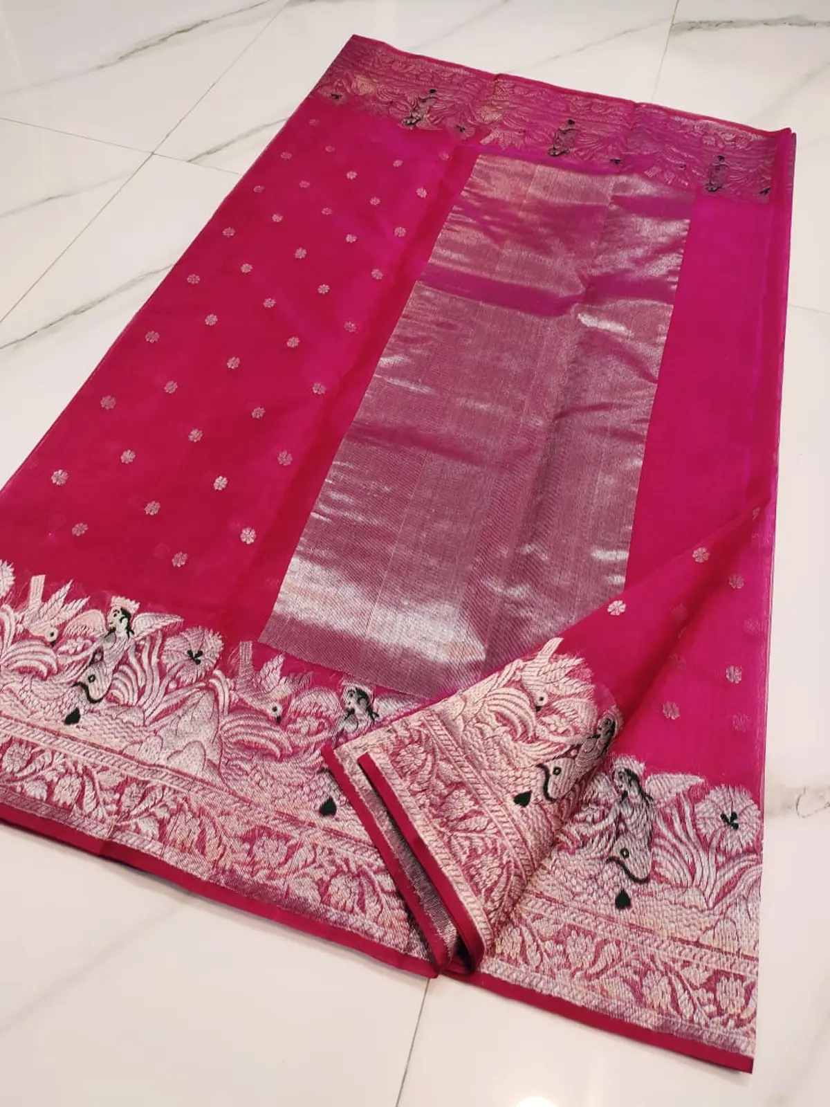 Handwoven Royal Elegance Chanderi Silk Saree - Authentic Chanderi Silk Saree Chanderi Saree - View 4