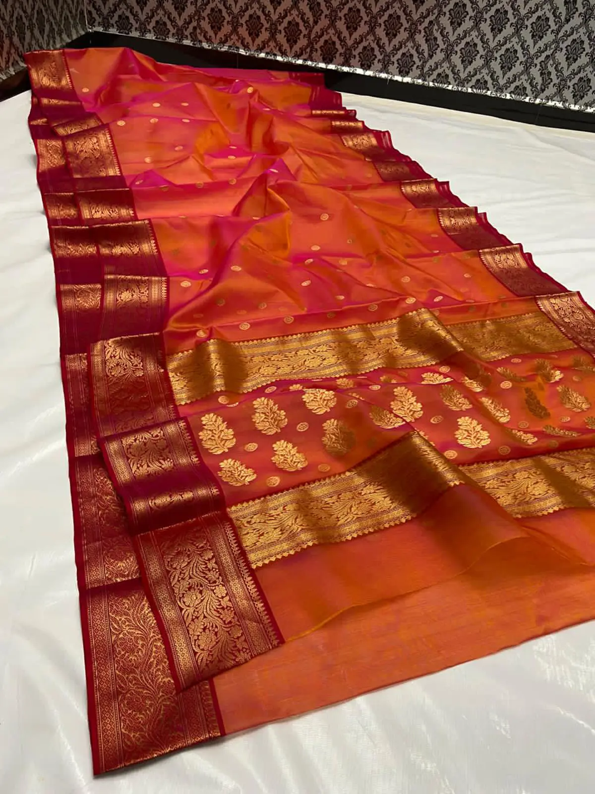 Handwoven Copper Copper Kataan Silk Saree - Authentic Chanderi Silk Saree Chanderi Saree