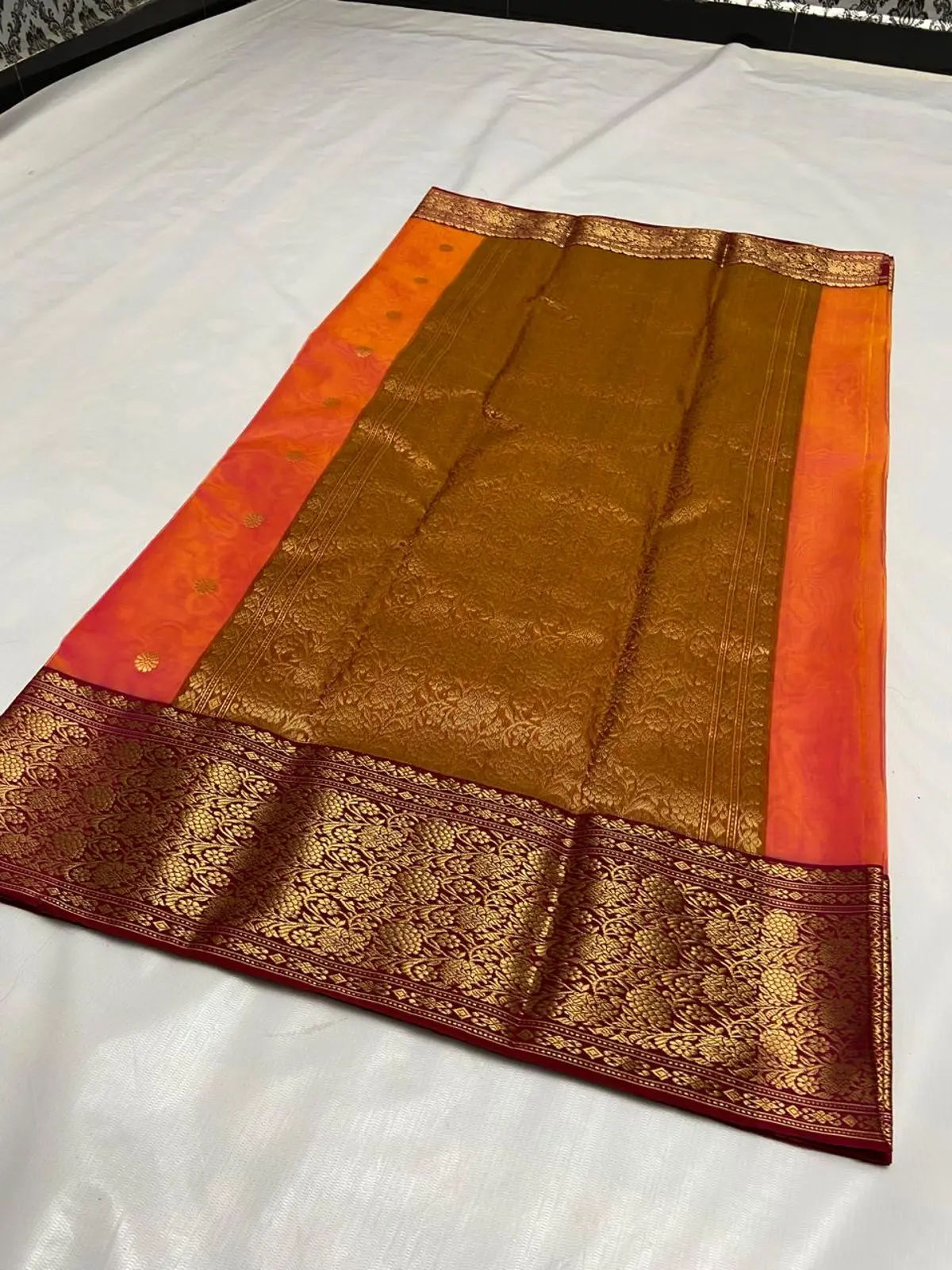 Handwoven Dual Tone Rani Pink & Peach Dual Tone Rani Pink & Peach Kataan Silk Saree - Authentic Chanderi Silk Saree Chanderi Saree - View 2