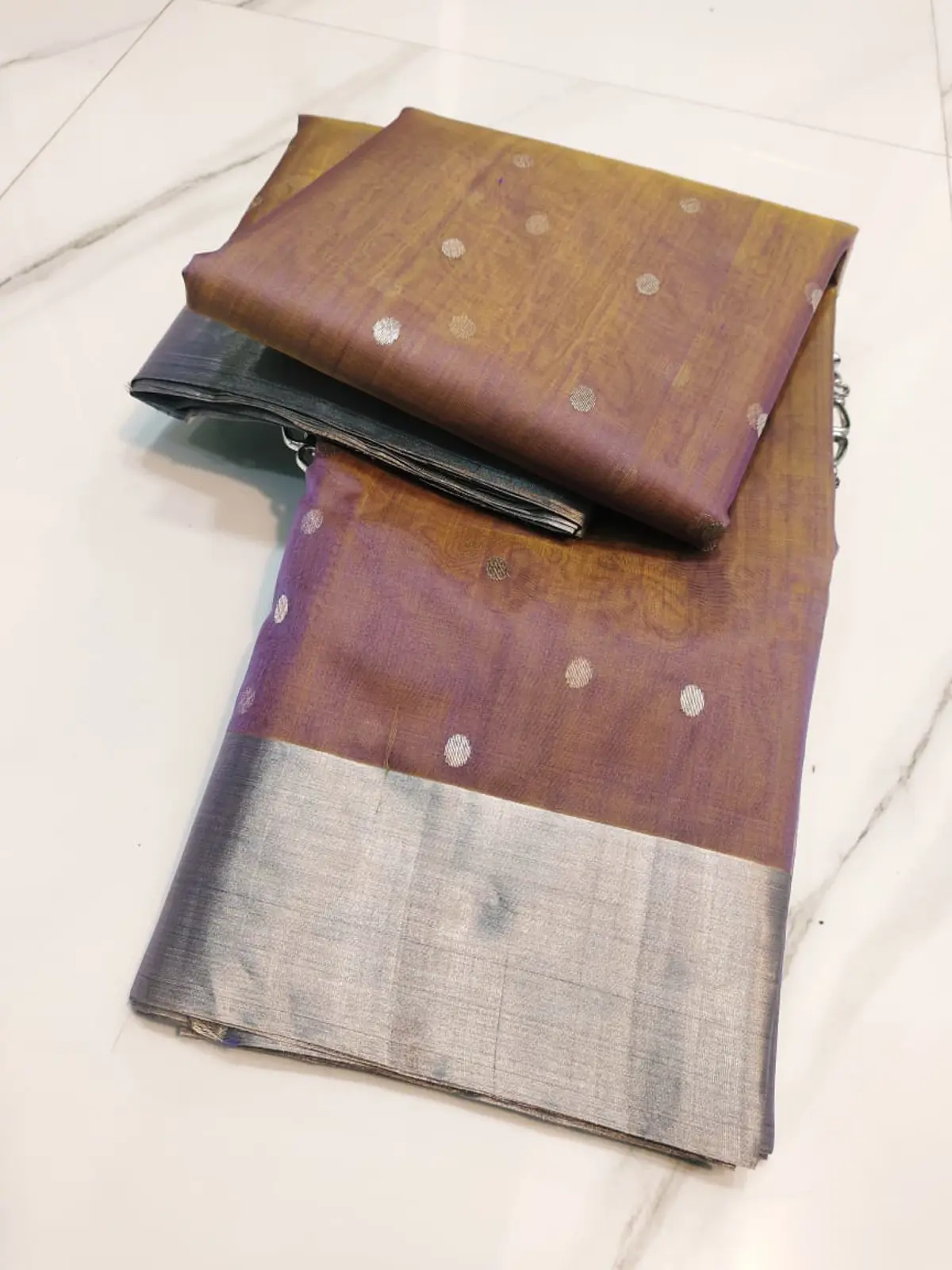 Handwoven Lavender Haze & Peacock Lavender Haze with Peacock Motifs Kataan Silk - Authentic Chanderi Silk Saree Chanderi Saree - View 5