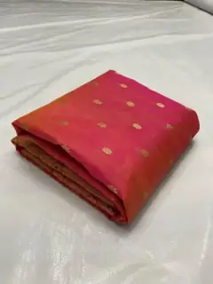 Radiant Fuchsia with Gilded Floral Motifs Kataan Silk