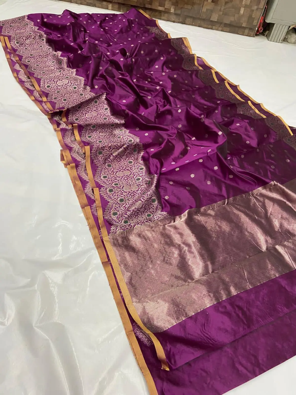 Handwoven Regal Amethyst & Rose Gold Regal Amethyst & Rose Gold Pattu Silk Saree - Authentic Chanderi Silk Saree Chanderi Saree