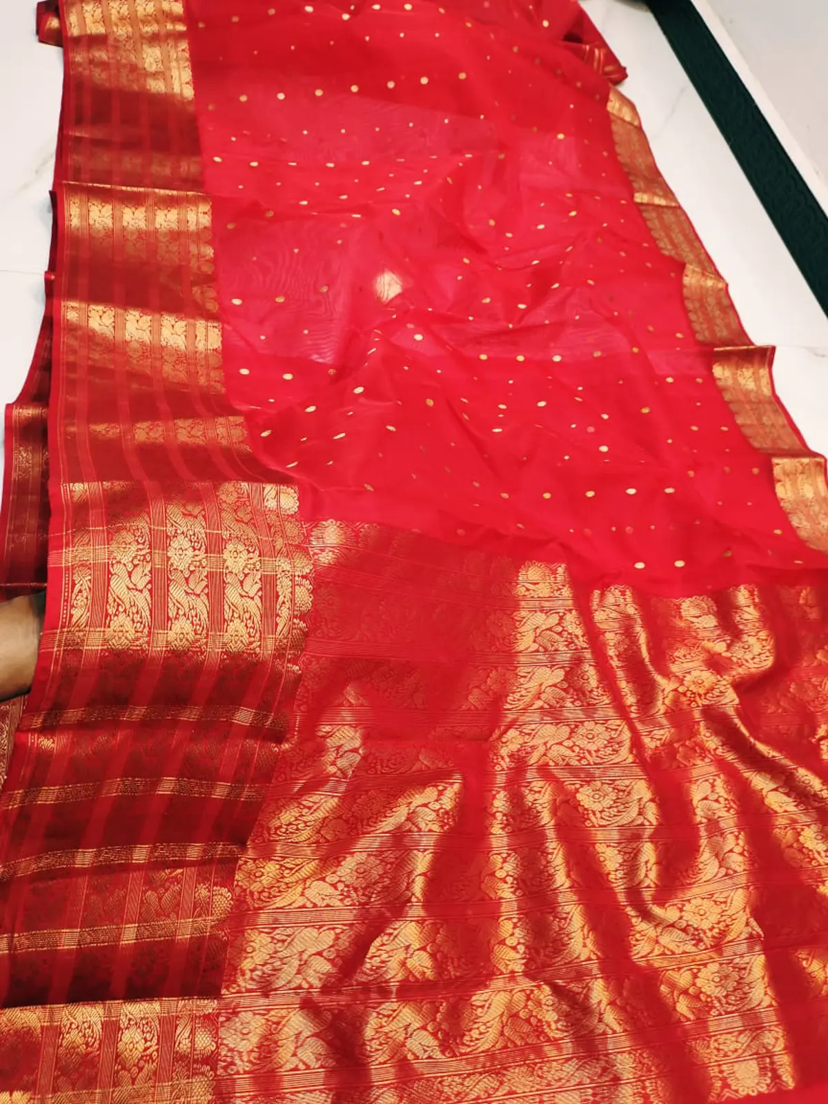 Handwoven Rose Gold Blush Rose Gold Blush with Intricate Floral Zari Kataan Silk - Authentic Chanderi Silk Saree Chanderi Saree - View 1