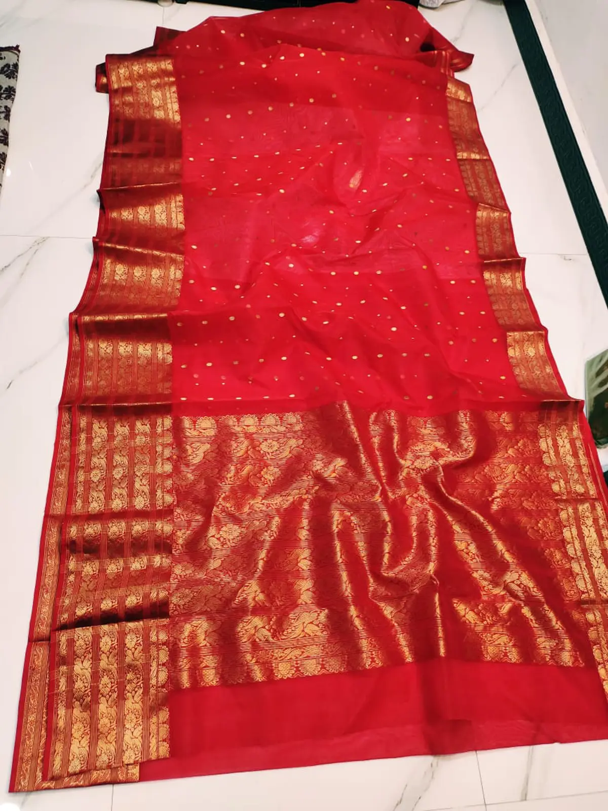 Handwoven Rose Gold Blush Rose Gold Blush with Intricate Floral Zari Kataan Silk - Authentic Chanderi Silk Saree Chanderi Saree - View 3