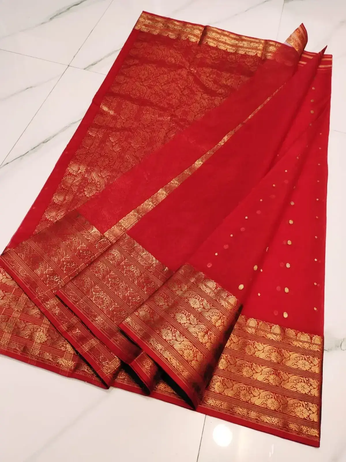 Handwoven Rose Gold Blush Rose Gold Blush with Intricate Floral Zari Kataan Silk - Authentic Chanderi Silk Saree Chanderi Saree - View 2