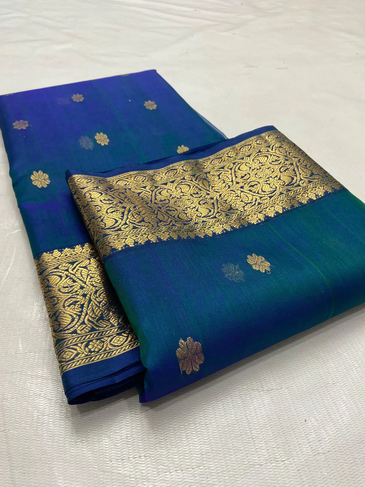 Royal Blue with Intricate Gold Zari Kataan Silk - Handloom Chanderi Saree