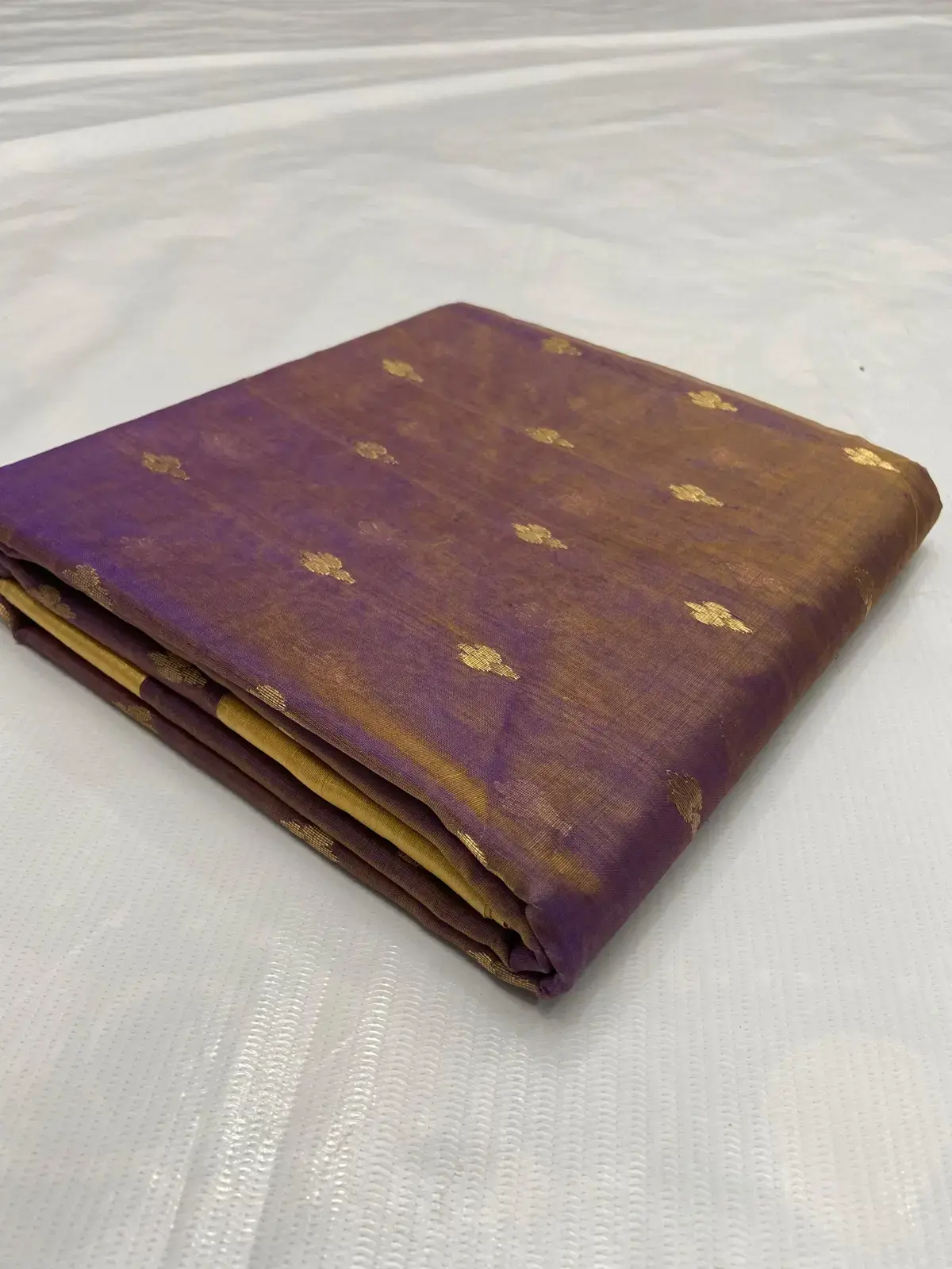 Handwoven Royal Plum & Burnished Gold Royal Plum with Burnished Gold Buti Chanderi Saree - Authentic Chanderi Silk Saree Chanderi Saree - View 5