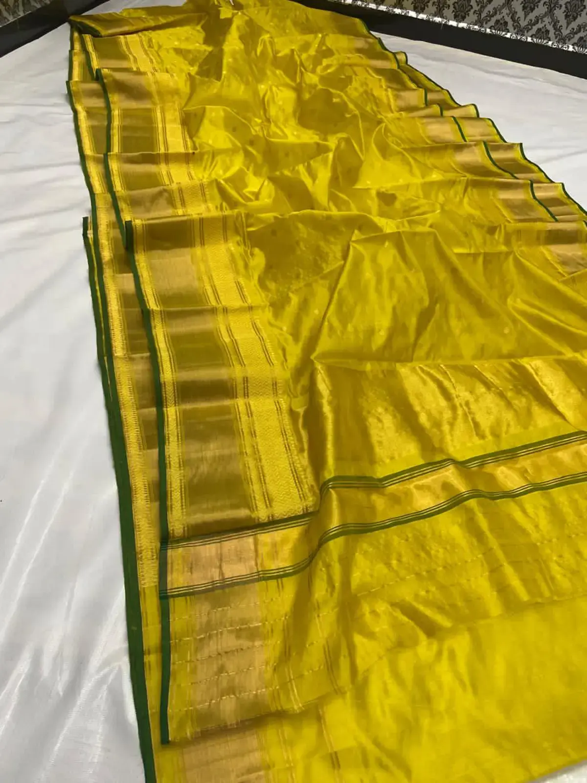 Handwoven Vibrant Marigold & Subtle Gold Vibrant Marigold with Subtle Gold Buti Pattu Silk - Authentic Chanderi Silk Saree Chanderi Saree - View 1